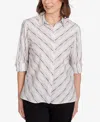 Alfred Dunner Women's Classic Mitered Textured Stripe Button Front Top