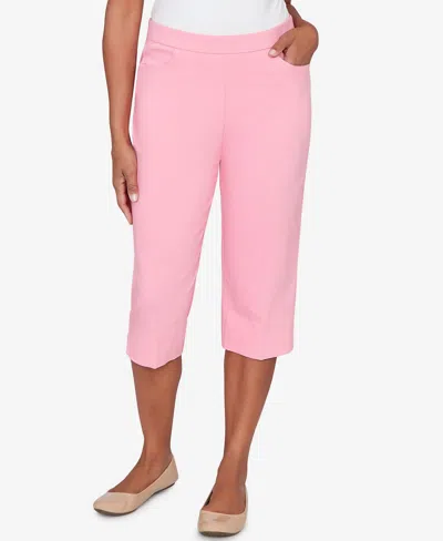 Alfred Dunner Women's Classic Pastel Millenium Allure Clamdigger Pants In Pink