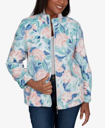 Alfred Dunner Women's Classic Patch Floral Cozy Knit Jacket In Multi