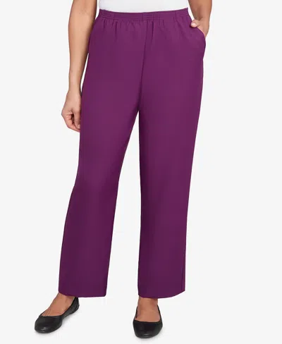 Alfred Dunner Women's Classic Poly Accord Short Length Pants In Purple
