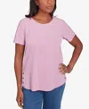 Alfred Dunner Petite Classics Solid Textured Short Sleeve T-shirt In Peony