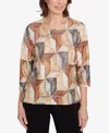 Alfred Dunner Plus Size Classic Stained Glass Square Neck Top In Multi