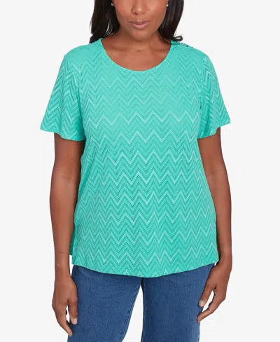 ALFRED DUNNER WOMEN'S CLASSIC TEXTURED CHEVRON LACE BACK TOP