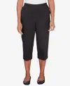 Alfred Dunner Women's Classic Twill Denim Split Hem Capri Pants In Black