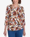 Alfred Dunner Petite Key Items Color Block Short Sleeve Tee In Multi