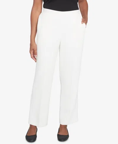 Alfred Dunner Petite Copenhagen Corduroy Average Length Pants In Winter White