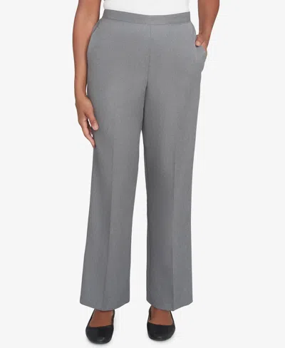 Alfred Dunner Petite Copenhagen Soft Heather Microfiber Average Length Pants In Graphite Heather