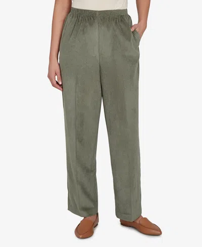Alfred Dunner Women's Corduroy Short Length Pants In Green