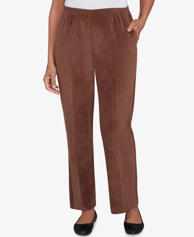 Alfred Dunner Women's Corduroy Elastic Waist Pants In Brown
