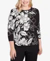 Alfred Dunner Petite Dramatic Floral Jacquard Sweater In Multi