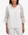 Alfred Dunner Petite Estate Of Mind Embellished Lace Two In One Top In Multi
