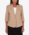 Alfred Dunner Petites Womens Cuffed Rayon One-button Blazer In Tan