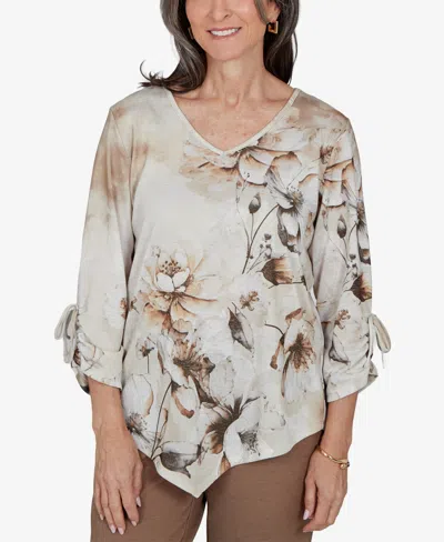 Alfred Dunner Women's Floral 3/4-sleeve Blouse In Multi