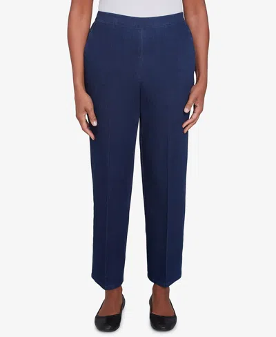 Alfred Dunner Women's Free Spirit Short Length Denim Jeans In Dark Denim