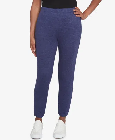 Alfred Dunner Women's French Quarter Soft Brushed Knit Jogger Pants In Blue