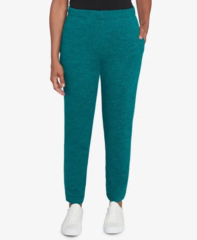 Alfred Dunner Women's French Quarter Soft Brushed Knit Jogger Pants In Jade