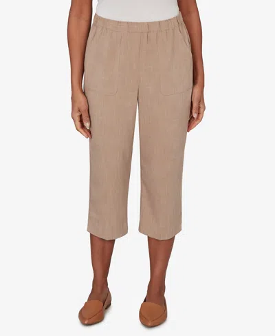 Alfred Dunner Women's Grand Bazaar Textured Pull-on Capri Pants In Brown