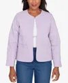 Alfred Dunner Plus Size Hilton Head Floral Quilted Patchwork Jacket In Purple