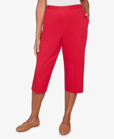 Alfred Dunner Women's Lady Liberty Heat Set Side Seam Pocket Capri Pants In Red