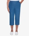 Alfred Dunner Petites Womens Denim Elastic Capri Pants In Blue