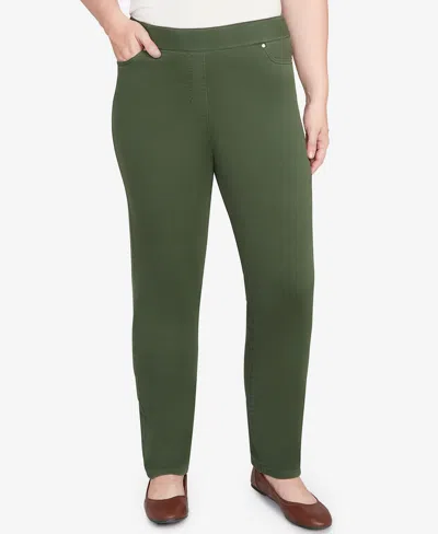 Alfred Dunner Women's Mount Laurel Allure Front Pocket Medium Length Pants In Green