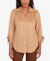 Alfred Dunner Plus Size Mount Laurel Button Front Top In Brown