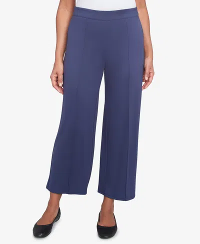 Alfred Dunner Women's Nantucket Pleated Wide Leg Ankle Pants In Marine Blue