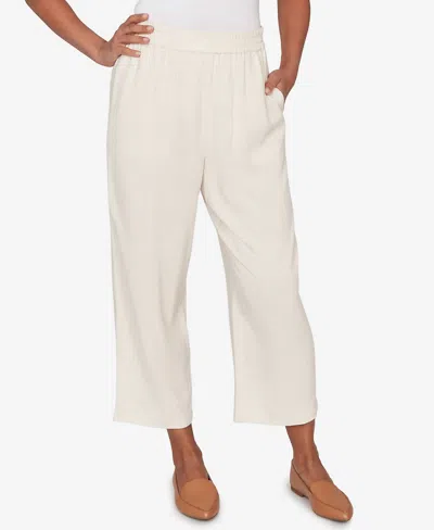 Alfred Dunner Women's Natural Wonder Linen Elastic Waist Ankle Pant In Neutral