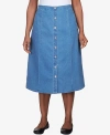 Alfred Dunner Women's Paneled Full Length Denim Skirt In Medium Denim