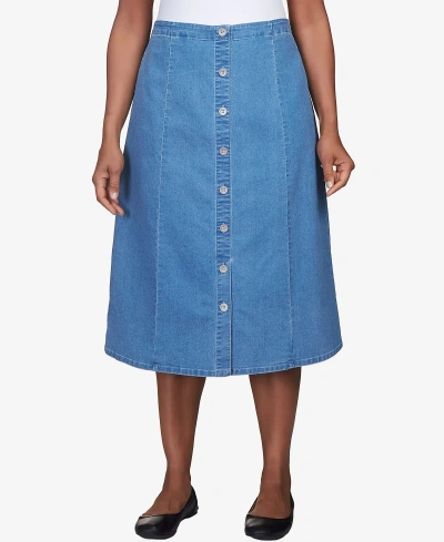 Alfred Dunner Women's Paneled Full Length Denim Skirt In Medium Denim