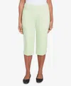 Alfred Dunner Women's Parrot Cay Novelty Cuff Tummy Control Capri Pants In Palm Green