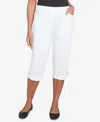 Alfred Dunner Petite Parrot Cay Novelty Cuff Tummy Control Capri Pants In White