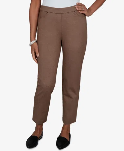 Alfred Dunner Women's Petite Pull-on Mid-rise Ankle Pants In Latte