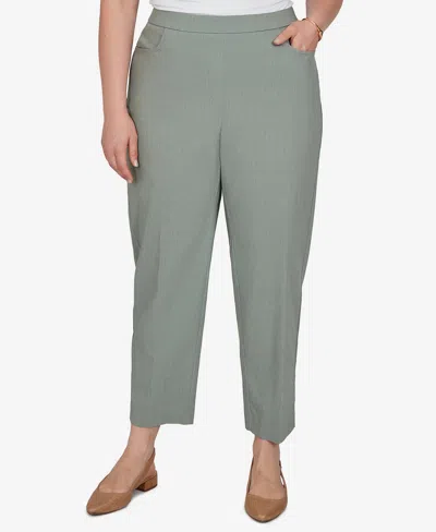 Alfred Dunner Women's Plus Size Pull-on Mid-rise Cropped & Ankle Pants In Olive