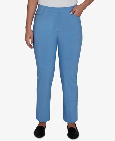Alfred Dunner Women's Provence Millennium Flat Front Short Length Pants In Blue