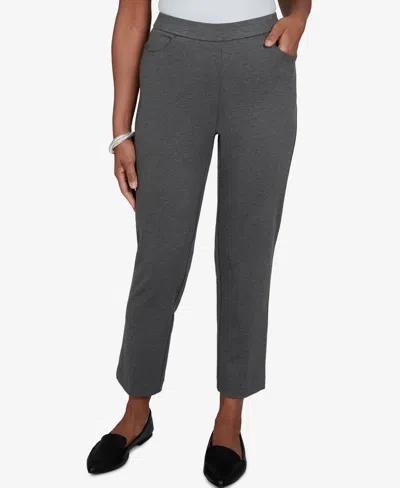Alfred Dunner Women's Pull-on Cropped & Ankle Pants In Charcoal
