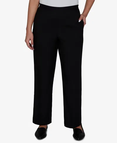 Alfred Dunner Women's Pull-on Mid-rise Straight Dress Pants In Black