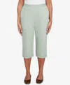 Alfred Dunner Plus Size Santa Fe Relaxed Crochet Hem Capri Pants In Aloe