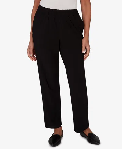 Alfred Dunner Women's Soft Crepe Short Length Pants In Black