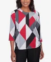 Alfred Dunner Petite Key Items Stained Glass Print Crew Neck Top In Multi