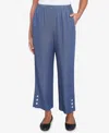 Alfred Dunner Women's Summer Solstice Relaxed Button Detail Ankle Pants In Blue