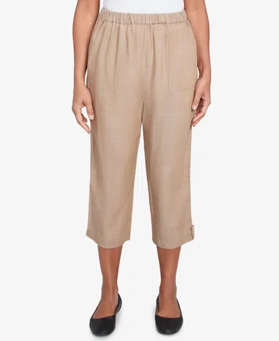 Alfred Dunner Women's Summer Solstice Relaxed Button Tab Capri Pants