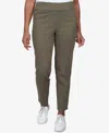 Alfred Dunner Petite Mid-rise Pull On Straight Leg Denim Pants, Petite & Petite Short In Olive