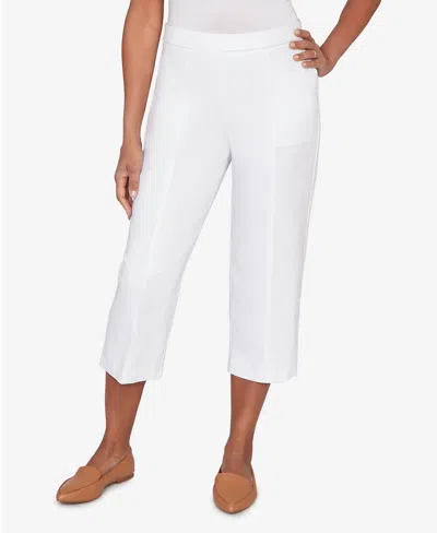 Alfred Dunner Women's The Royal Treatment Relaxed Flat Front Patch Pocket Capri In White