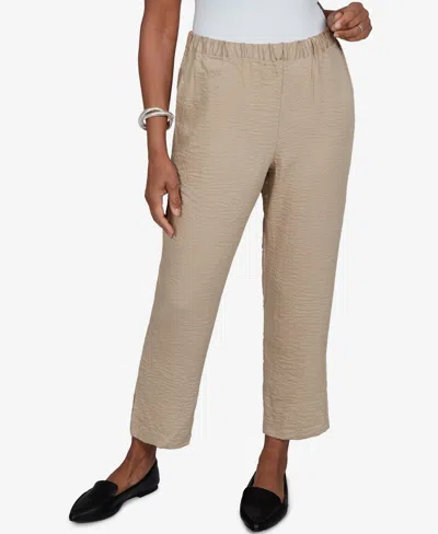 Alfred Dunner Women's Travel Advisory Crinkle Texture Ankle Pant In Neutral