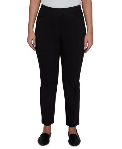 Alfred Dunner Women's Travel Advisory Pull-on Short-length Knit Twill Pants In Blue