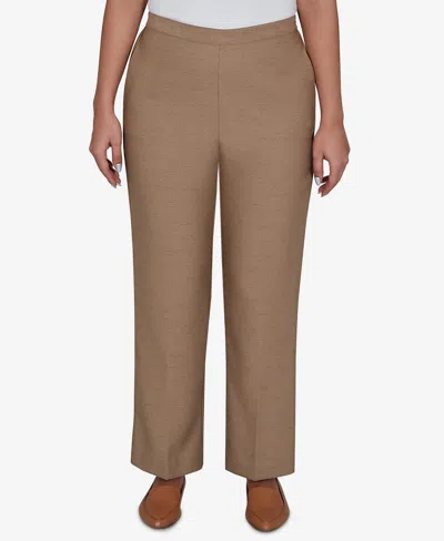 Alfred Dunner Women's Union Square Neutral Woven Short Length Pants In Brown