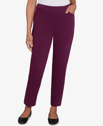 Alfred Dunner Women's Urban Legend Fitted Twill Medium Length Pants In Purple