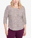 Alfred Dunner Plus Size Urban Legend Textured Shimmer Space Dye Top With Necklace In Multi