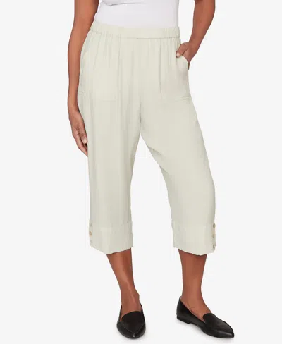 Alfred Dunner Women's Vintage Charm Relaxed Elastic Waist Front Pocket Capri Pants In Green
